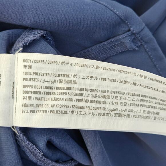 Abercrombie & Fitch Long-Sleeve Draped Mini Dress Wrap Bodice V Neck Blue XL NEW - Picture 8 of 10